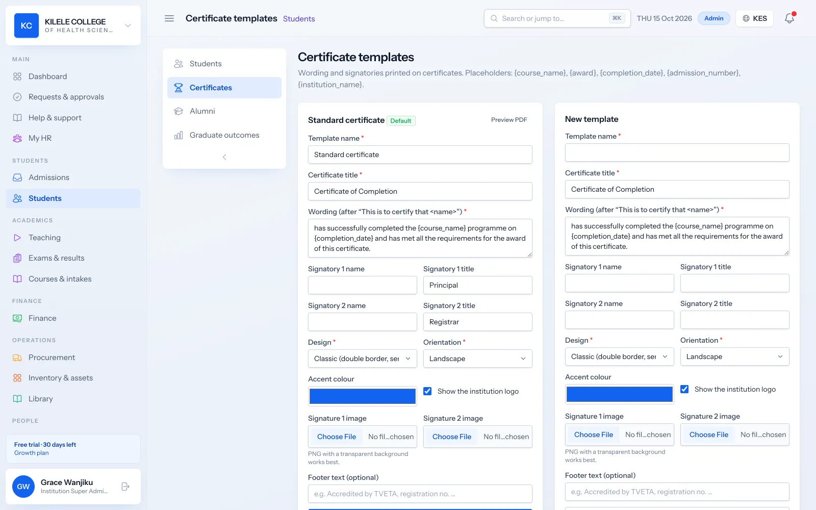 Soma360: Design your certificates