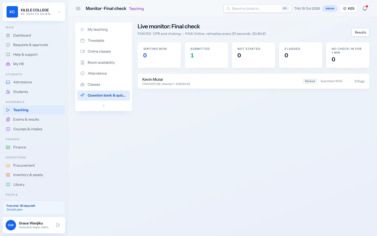 Soma360: Online exams with integrity controls